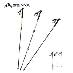 BISINNA 2pcs Trekking Poles Carbon Fiber Walking Sticks Ultra-light Telescopic Outdoor Hiking Climbing Cane